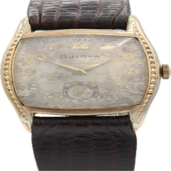 Vintage 27mm 1955 Bulova Men\'s Mechanical Wristwatch 10 BT USA Base Metal